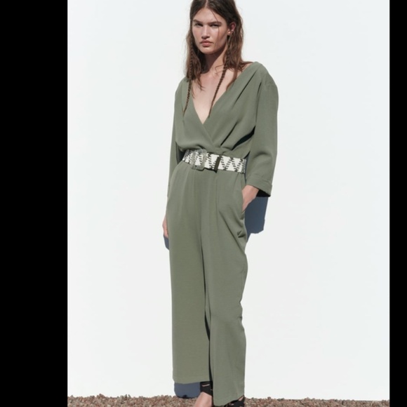 💚 Zara Long Belted Jumpsuit – Size M NWT - Picture 3 of 7